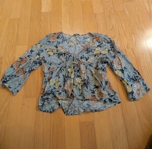 American Eagle Outfitters Floral Blouse - Blue and Yellow